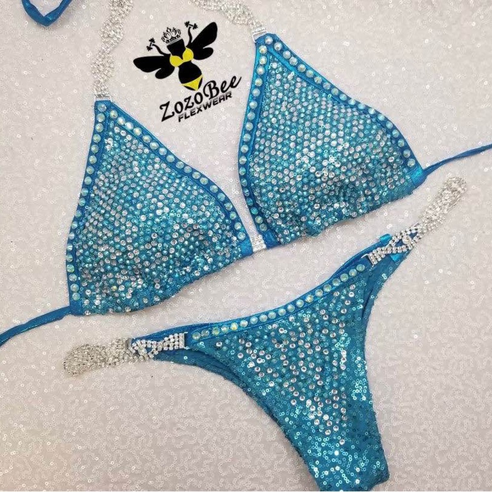 Aqua blue competition suit
